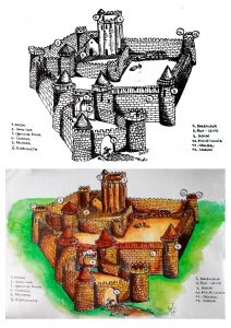 Illustration informative, Chateau Fort Encre et aquarelle