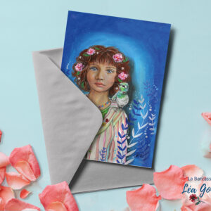 Carte postale "Petite fille au colibri"